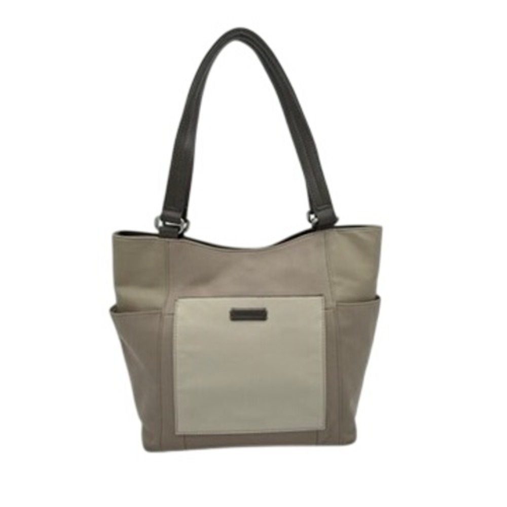 Tignanello‎ Leather Tote Taupe Shoulder Bag NWOT Logo Lined Work Handbag